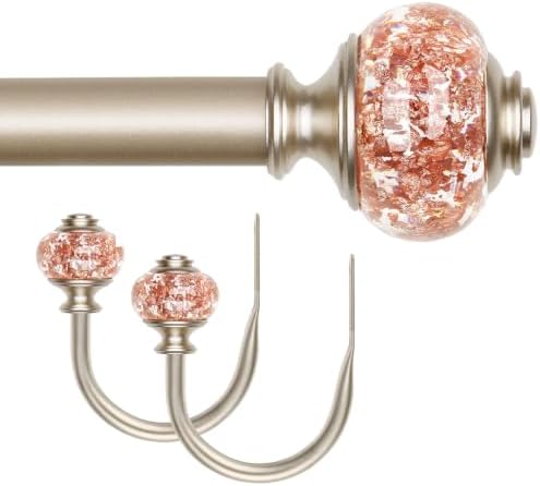 USFOOK Rose Gold Window Rods 66 to 120 Inches, 2 Pack Curtain Holdbacks, Window Drapery Tiebacks, Curtain Tie Gold Hooks for Wall with Translucent Finials(bundles) image 2