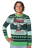 National Lampoon's Christmas Vacation Men's Marty Moose Eggnog Glass Cup Funny Ugly Christmas Sweater (Medium) Multicolored