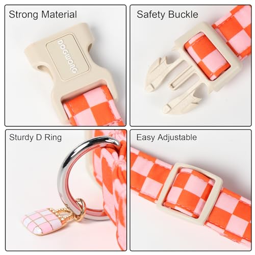 DOGWONG Hundehalsband, Hunde Halsband für Kleine Mittlere und Große Hundes, Komfort Gemustertes Hundehalsbänder Verstellbares, Rosa Plaid Hunde Kragen