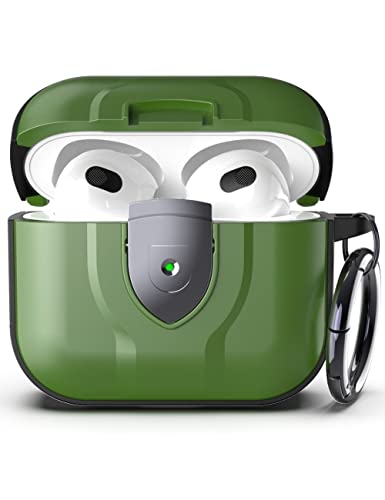 Guarzfun Case For Airpods 3Rd Generation, Airpods 3 Case With Secure Lock Clip, Hybrid Material, Full Body Protective Cover For Airpod 3 (Green) #TOP4