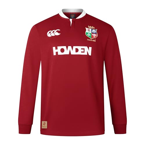 Canterbury Maillot Classique à Manches Longues Lions Britanniques et Irlandais pour Adulte, Dahlia Rouge, Taille M