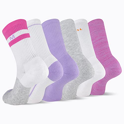 Image of Merrell Men's and Women's Recycled Cushioned Crew Socks-6 & 12 Pairs-Hiking Arch Support
