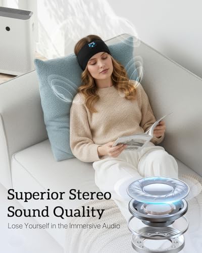 Image of Perytong Sleep Headphones Bluetooth 5.4 Headband, Wireless Sleep Headphones with Ultra-Thin HD Stereo Speakers for Side Sleepers, Soft & Sweat Resistant Sport Headband for Yoga Travel Workout