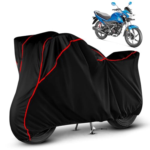 Image of Heavy Duty Waterproof Bike Cover for Honda Livo | All Weather Protection from Rain, Dust, Sun & Scratches | Universal Fit for All Bike & Scooty | Black Red Piping | Livo Bike Cover