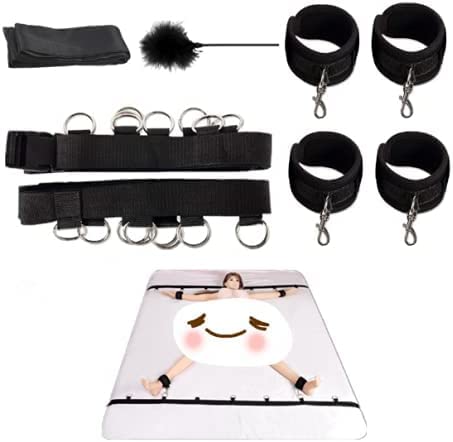 Set letto nero, ritenuta in nylon, aprire entrambe le mani e i piedi con accessori