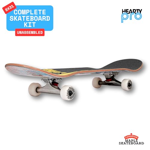 Image of Hearty Pro Complete Skateboard Pack | Unassembled | 8 inch X 31.66 inch | for Adults & Teens | Skate Supply India (Urban Surge Green)
