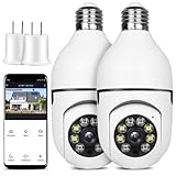 Light Bulb Security Camera Wireless Outdoor Indoor 2.4G WiFi Security Cameras for Home Security 360° PTZ Camera Motion Detection and Alarm Two-Way Audio Based E27 Light Bulb Socket