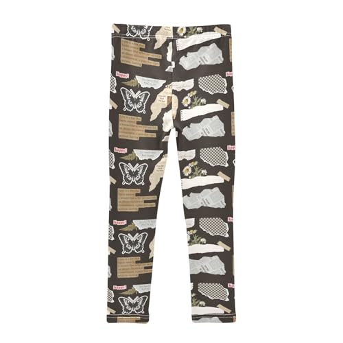 Trendy Collage Collection Girls Leggings,Workout Leggings for Girls Toddler Athletic Leggings Size for 3-10T2