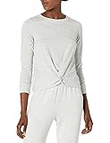 Amazon Brand - Mae Women's Standard Front Twist Detail Long Sleeve Top, light heather grey, EXTRA...