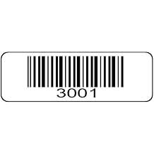 1000 Label Roll, 3001 Through 4000 Pre Printed Serial Number Barcodes 1-1/2" x 1/2" Sequential Bar Code Stickers - Consecutive Number, Set 4 | All Sets B07356VJ1D