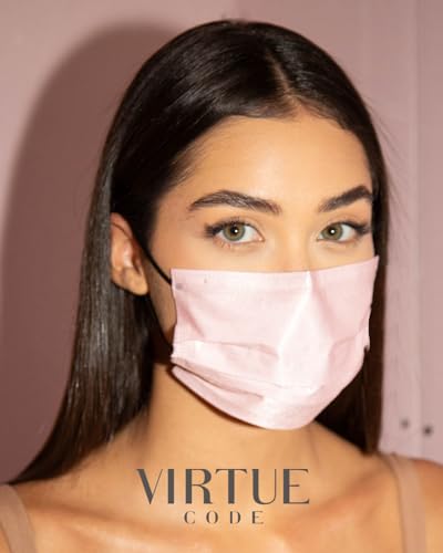 virtue code support face masks - soft 3 ply comfort colorful disposable 50 pack pastel colored for adults men and women