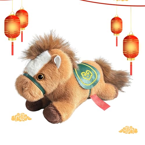 Generico Juguete de peluche con forma de caballo - Suave tumbado de colección, juegos de peluche, para adultos y niños, regalo para cumpleaños, Navidad, Año Nuevo Chino, Pascua