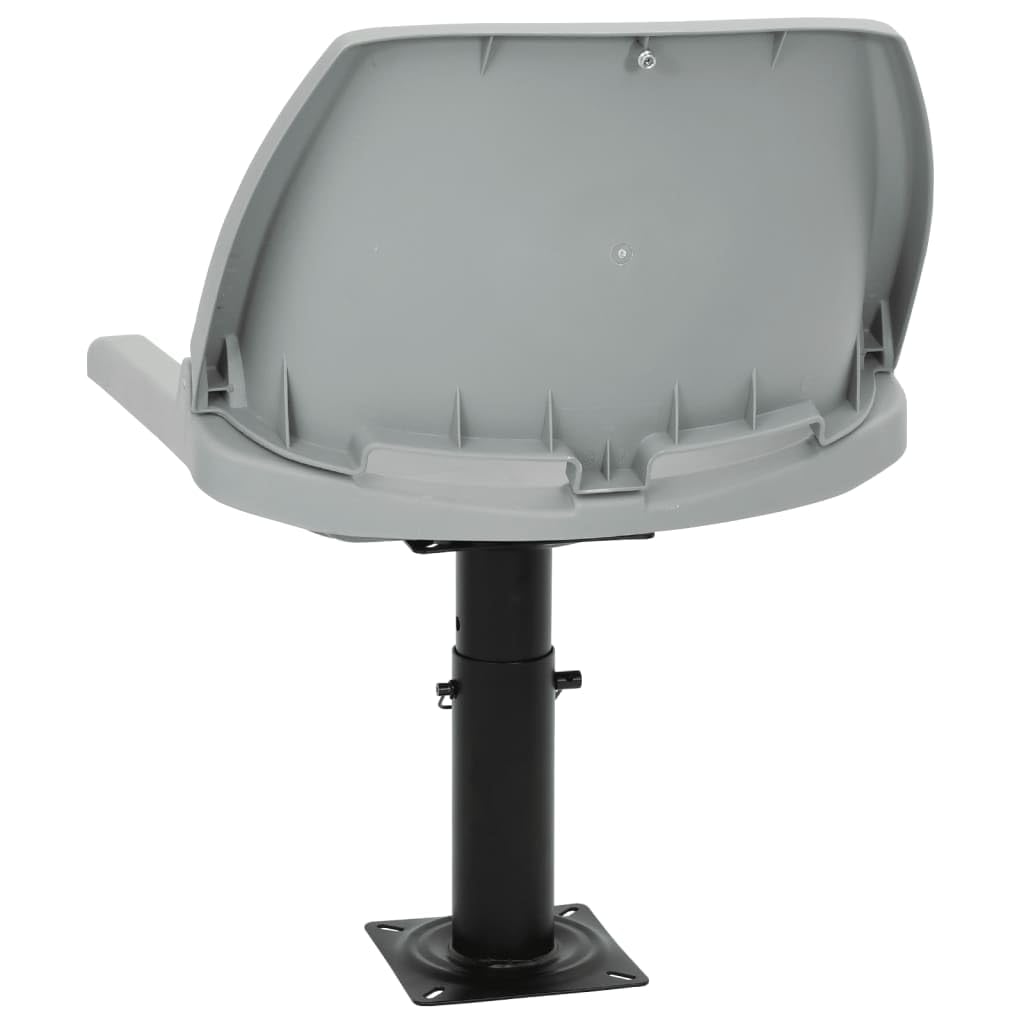 Set di 2 sedili per barca, pieghevole, grigio, 48 x 51 x 41 cm | Altezza regolabile 28-45,5 cm, base in acciaio verniciato a polvere, manico in acciaio inox, compatibile universalmente