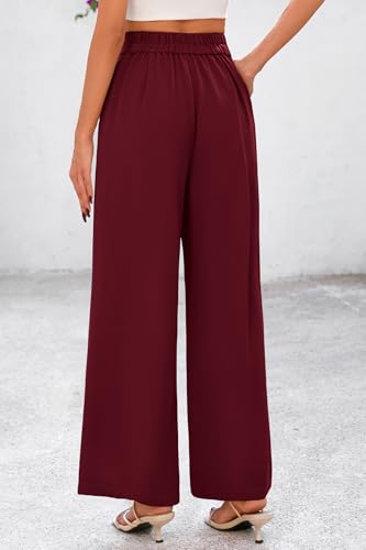 Image of CFLONGE Women Wide Leg Dress Pants High Waist Work Trousers Button Pleated Slacks Palazzo Pants Business Casual Outfits
