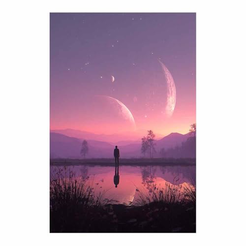 Peinture à l'huile nature paysage violet toile murale grand format 70x100cm