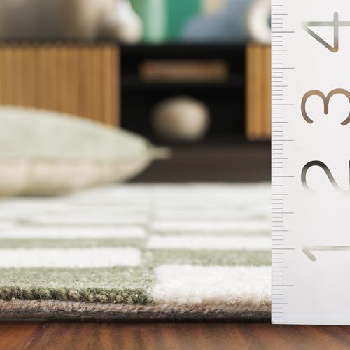 Image of Hand Tufted Wool Carpets Anti Shedding Rug Modern Carpets for Living Room Size 6x8 Feet