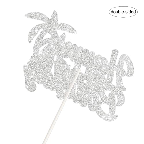 Summer Beach Coconut Happy Birthday Cake Topper,Red Glitter Summer Pool Swimming Surfing Party Decoration, Summer Holiday Birthday Party Supplies. #TOP5