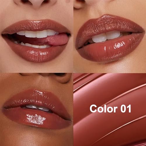 Image of WanTuoluo Honey Tinted Lip Stain Lip Gloss, Sheer Hydrating Lip Balm, Moisturizing Lip Color for All Skin Tones, Nourishing Lipstick with a Hint of Natural Black Cherry Tint (A01)