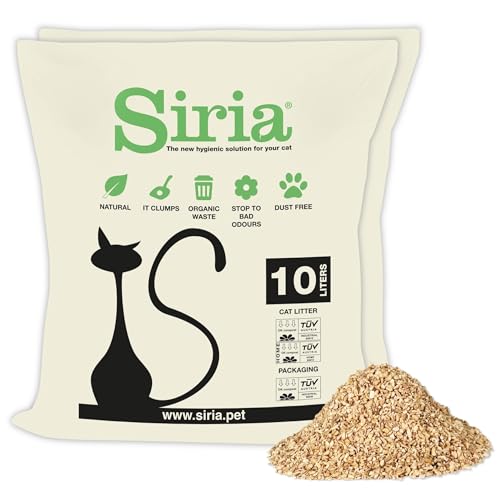 Siria 20L-Lettiera per Gatti Vegetale e Agglomerante-Set 2 sacchi da 10 Litri