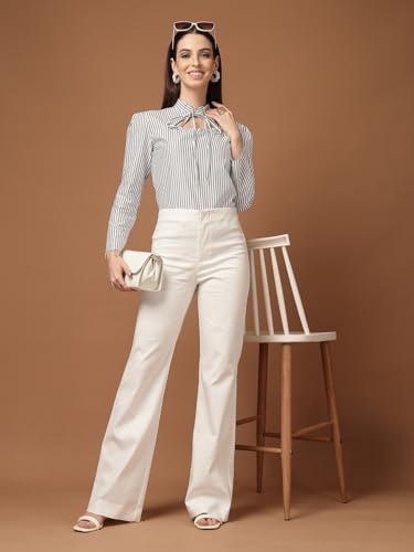 Image of Style Quotient Women Smart Printed top with Neck Tie-up Full Sleeve Shirt
