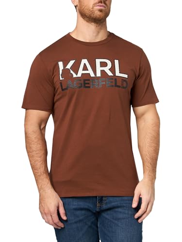 Image of Karl Lagerfeld Men's Crewneck Short Sleeve Graphic Design Relaxed Fit T-Shirt