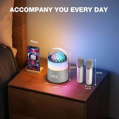 Momoho B21 Karaoke Machine, Mini Portable Bluetooth Speaker Wireless With 2 Wireless Mics For Adults Kids Singing Machine thumb #5