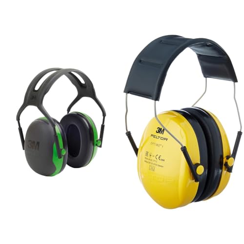 3M PELTOR X1A Kapselgehörschutz Kopfbügel - SNR 27 dB & Optime I Ohrenschützer H510A, leichter Gehörschutz mit weichen Kissen