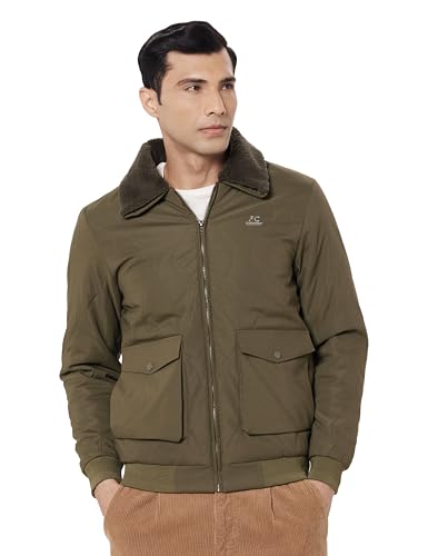 Image of Qube By Fort Collins Men's Fur Collar Bomber Jacket - Padded Quilted Puffer Winter Jacket for Men | Full Zip Warm Aviator Jacket with Sherpa Collar & Flap Pockets for Winter Wear & Daily Use