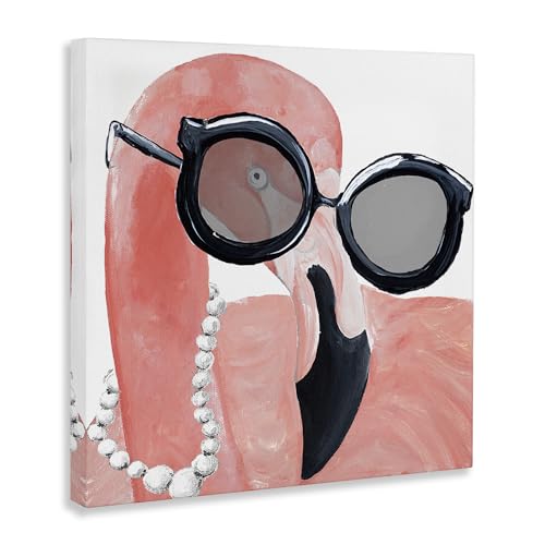 Stupell Industries Glam Fashion Pink Flamingo Sunglasses Pearls Bird, Design by Gina Ritter Canvas Wall Art, 36x36, Black3