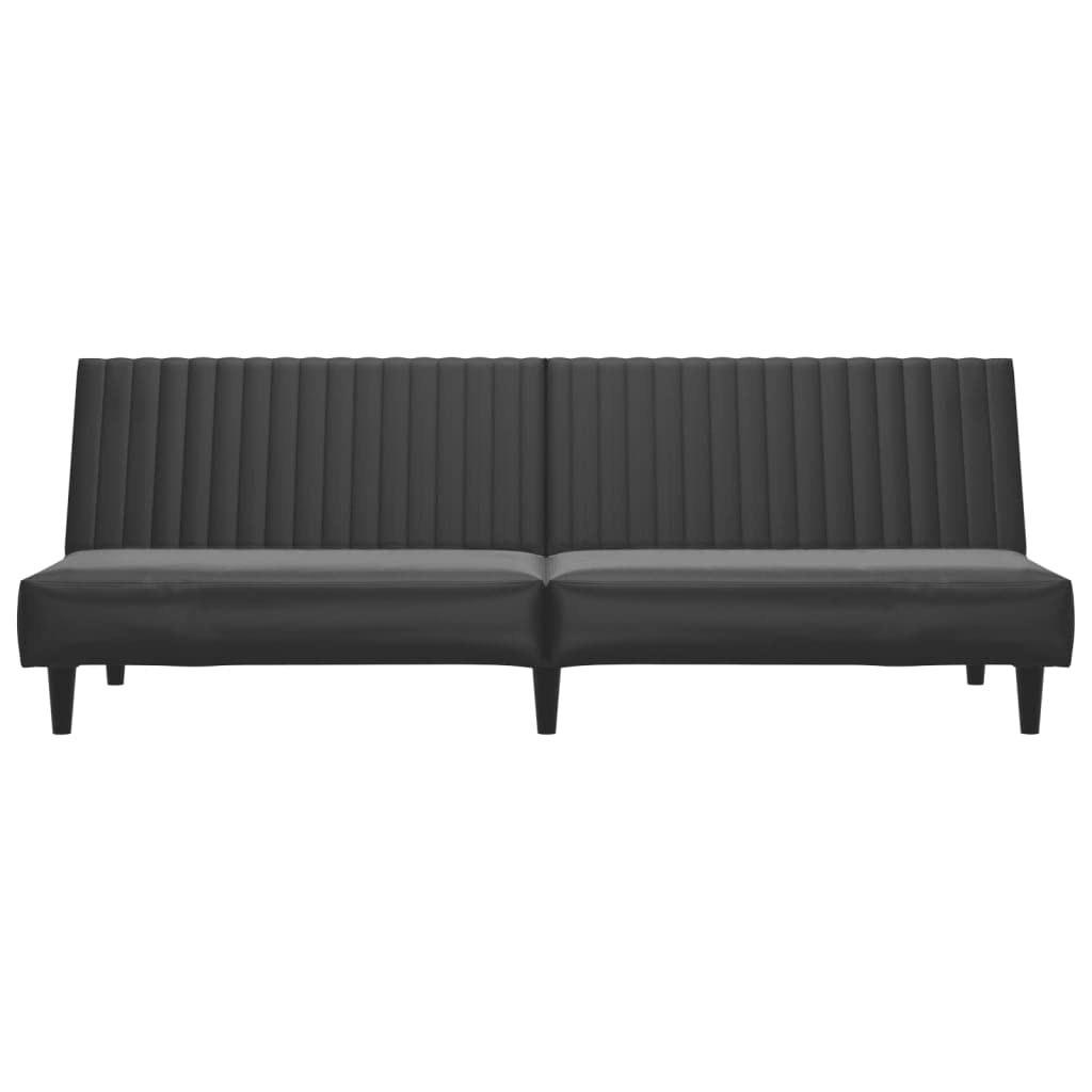 Sofá cama genérico de 2 plazas, color negro, piel sintética convertible en cama doble, respaldo abatible, marco de madera resistente, revestimiento de piel sintética suave y fácil de limpiar, ideal