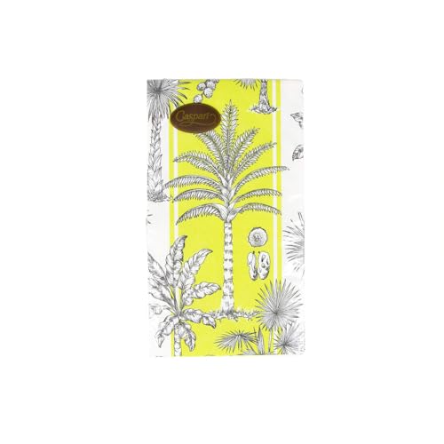 Servilletas de toalla para invitados Caspari, toallas desechables de palmas verde y blanco 6