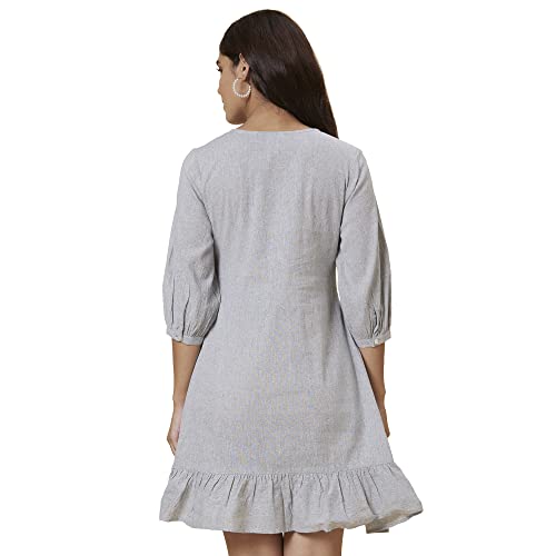 Image of Globus Women Brown Solid A-Line Casual Dress-3638035001