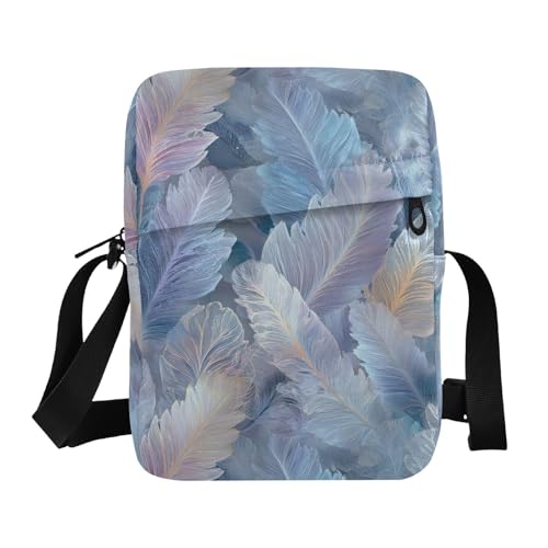 KLL Dreamy Feather Elegant Blue messenger bag crossbody Vegan Leather men's shoulder bag Shopping Shoulder Handbags For Women