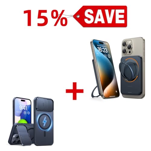 TORRAS Magnetic Case & Magnetic Power Bank with Stand, 5,000mAh - Buy Together to Save 15%
