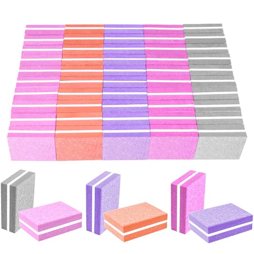 50 Pack Nail Buffers 100/180 Grit Mini Buffer Block Mini Nail Files for Acrylic & Natural Nails Double-Sided Buffing Blocks for Manicure & Pedicure Salon & Home Use (Multi-Colored)