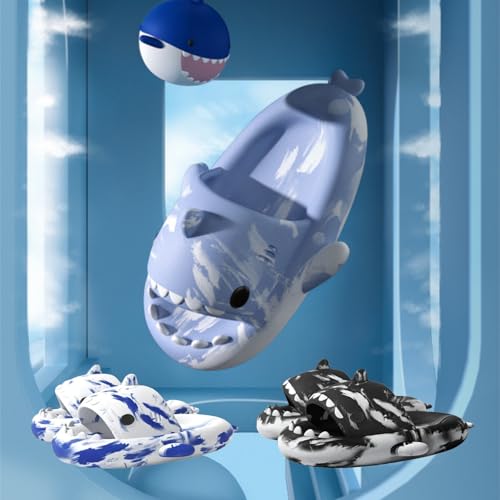 Image of allgala Shark Slides for Women Men and Big Kids Novelty Soft Slippers Open Toe Shark Sandals Cushioned Slides Beach Pool Shower Cruise Slippers with Comfy Cushioned Thick Sole