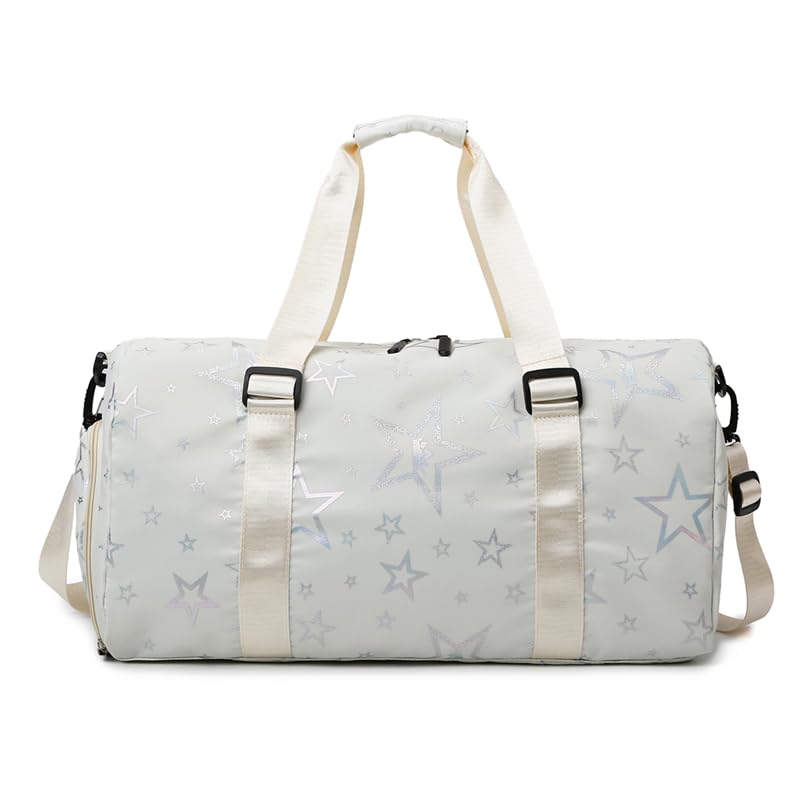 Sac de sport enfant compartiment chaussures et humide motif étoiles blanc cadeau