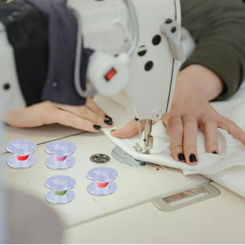 Image of 36 Pack Clear Plastic Sewing Machine Bobbins with Case, Universal Standard Size Transparent Spools for Quilting Embroidery, Empty Bobbin Set Fits Most Home Machines