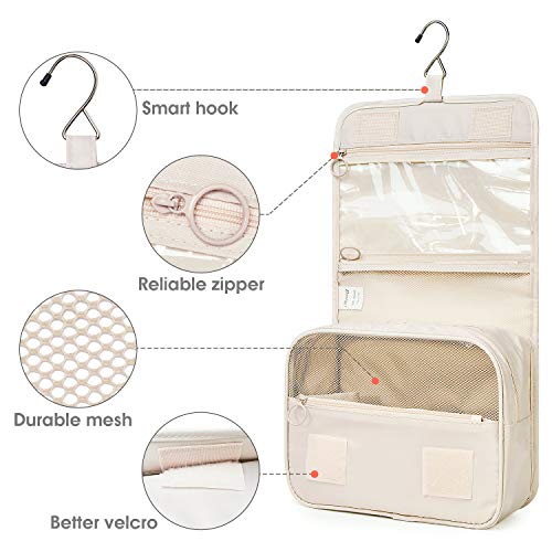 Image of Hanging Travel Toiletry Bag Cosmetic Make up Organizer for Women and Girls Waterproof (Beige)