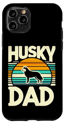 Carcasa para iPhone 11 Pro Husky Papá retro Puesta de sol Perro Amante Dueño Siberian Husky