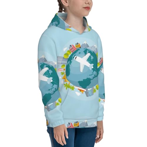 Dreaming Travel Kids Pullover Hoodies Boys Sweatshirts Girls Athletic Clothes with Pocket3