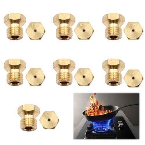 VEGCOO 7 Pcs Gicleur Gaz Butane Universels - Kit de Conversion Avec Injecteurs 0.5x1, 0.65x1, 0.7x2, 0.87x2, 1.02x1 - Pour Plaques de Cuisson à Gaz Ville et...