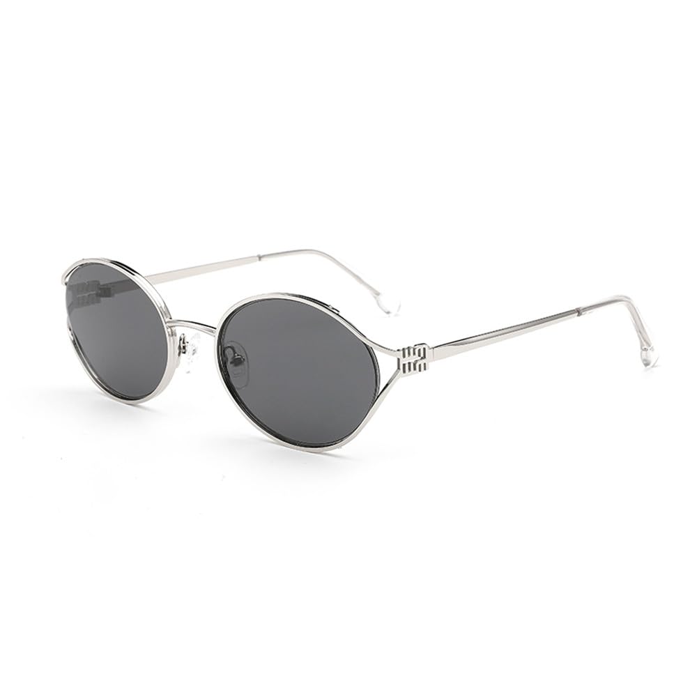 Occhiali da Sole ovali con Montatura in Metallo retrò per Donna Uomo Guida tonalità Maschili Lenti Piccoli Occhiali da Sole UV400