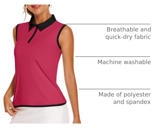 Image of COOrun Women's Golf Polo T Shirts Lightweight Moisture Wicking Sleeveless Shirt Quick Dry Zipper Tank Top