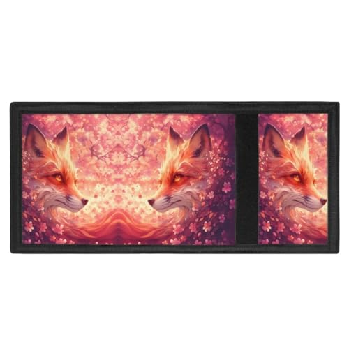 Kids Stylish Prints Trifold Wallet Teens Boys Girls Coin Case Lightweight Card Holder Moneybag Organizer,Orange Sakura and Fox2