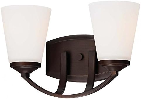 Minka Lavery 6962-284 Overland Park Vanity Bath Light, 2-Light, 200 Total Watts, 13-in H x 8.25-in W, Vintage Bronze