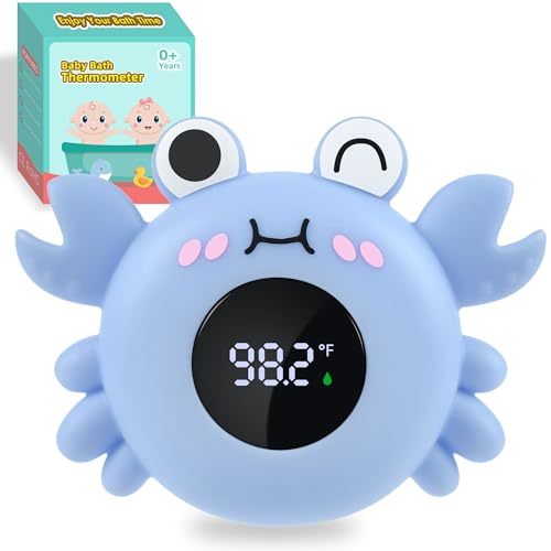 Image of Baby Bath Thermometer Tub Water Temperature Thermometer for Bathtub Crab Newborn Baby Safety Floating Tub Toy Gift for Toddlers, Girls, Boys, Infants 1 2 3 4 Years Old