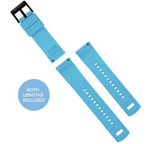 Image of BARTON Elite Silicone Watch Bands - Black Buckle Quick Release - Choose Strap Color & Width - Two Tone Blue (Flatwater) 19mm