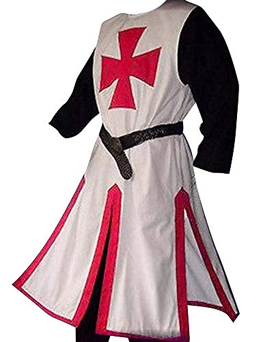 Mens Medieval Crusader Knights Templar Tunic Costumes Renaissance Halloween Surcoat Warrior Black Plague Cloak Cosplay Top