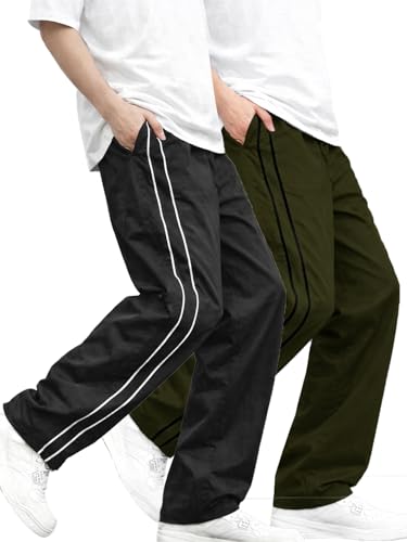 Image of CHKOKKO Men's Relaxed Track Pants for Gym Workout Running Casual Wear Sports Lower with Pockets Adjustable Drawstring Waist Lightweight Quick Dry Activewear Fitness